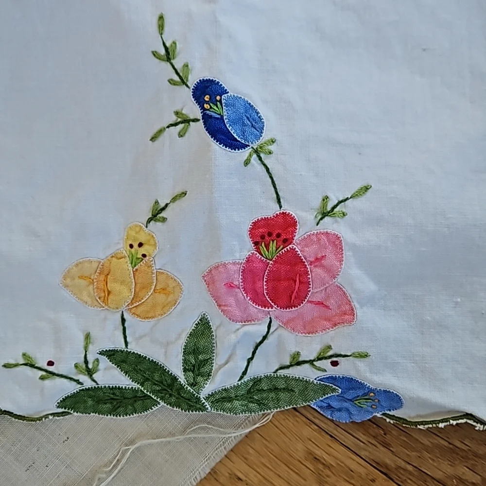 Vintage handmade applique linens